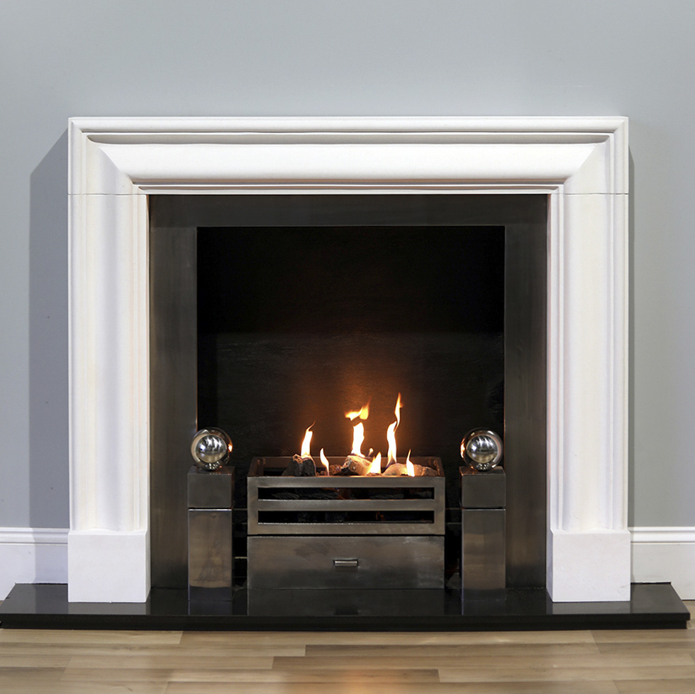 White marble Bolecton mantel
